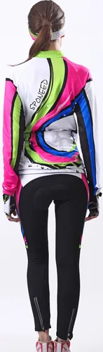 Vista 4 de sponeed Maillot de ciclismo de manga larga para mujer, transpirable