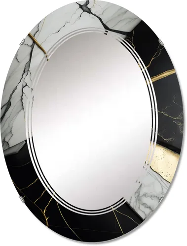 Vista 6 de DesignQ Abstract Geode Black IV- Vanity Mirror, Bathroom Mirrors, Wall Mirrors for Living Room, Bedroom - Round Mirror - Large 24'x24', 32'x32