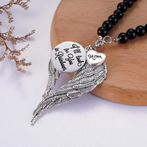 Vista 3 de Collar conmemorativo de alas de ángel, regalos conmemorativos para la pérdida de mamá/papá/abuela/abuelo/hijo/hija, adorno conmemorativo para espejo