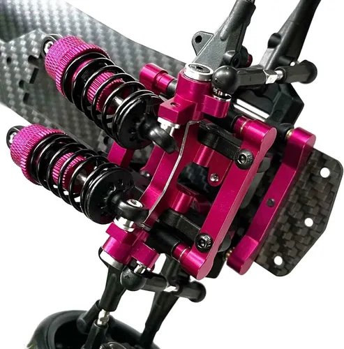 Vista 7 de Aleación de carbono CF Chasis D5S Kit de marco Remodelación de transmisión por correa versión 1/10 2 coche de deriva de rueda trasera (rosa)