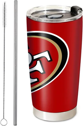 Vista 10 de Taza de fútbol aislada para café, vaso de viaje de acero inoxidable de 20oz con aislamiento al vacío, tapa y popote, tazas de café para bebidas