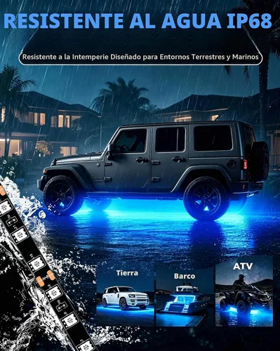 Vista 4 de Keiurot Tira de luces LED para automóvil, 24 pulgadas, conectable, azul, para coches, barcos, carros de golf, camiones, impermeables, 12 V, paquete