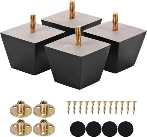 Vista 11 de Michanco Juego de 4 patas cuadradas para sofá de 2 pulgadas, patas de repuesto de madera para sofá otomano, sillón reclinable