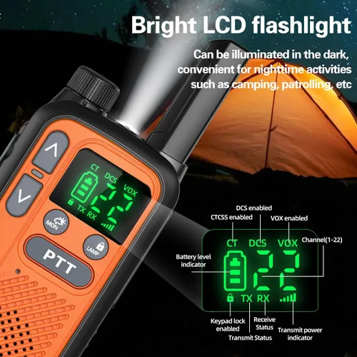 Vista 7 de Walkie Talkies de largo alcance para adultos, paquete de 6 Walkie Talkies FRS recargables, radio bidireccional de emergencia portátil manos libres