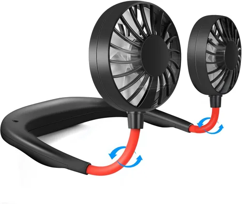 Vista 12 de Ventilador de cuello portátil recargable, ventilador personal manos libres, mini USB, con banda para el cuello, ventilador deportivo de 3 Paquete