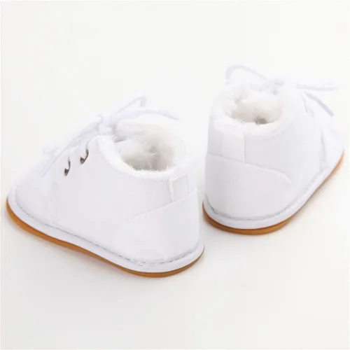 Vista 3 de ESTAMICO Zapatos de invierno para bebé, botas con cordones con suela de hule, afelpados