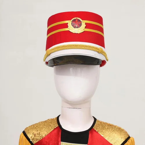 Vista 2 de Alvivi Sombrero Majorette para niños, sombrero de soldado de juguete, sombrero de banda de tambor, sombreros de batería para niño y niña, sombrero