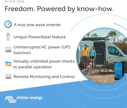 Vista 2 de Victron Energy MultiPlus - Cargador inversor de onda sinusoidal pura para batería de 80 amperios, 2000VA 12 voltios
