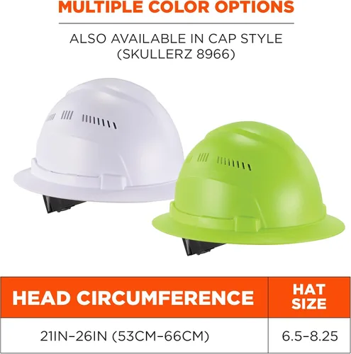 Vista 6 de Ergodyne Skullerz 8968 Sombrero duro de ala completa ligera con ventilación ajustable - Tipo 1, Clase C