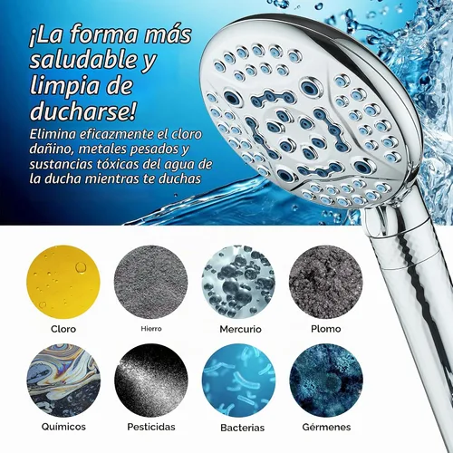Vista 6 de AquaCare 4X 10-Mode High Pressure Hand Shower w/Filter & 2-mode Power Wash