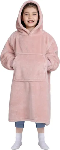 Vista 34 de Waitu - Sudadera tipo manta, para regalar a hombre o mujer, muy cálida y acogedora, gigantesca, con capucha, de gruesa franela, con mangas y un Negro