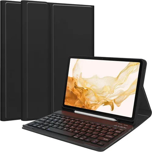 Vista 30 de Funda de teclado para Samsung Galaxy Tab S6 Lite de 10.4 pulgadas 2024/2022/2020, funda protectora Magentic con soporte para S-Pen y teclado Negro