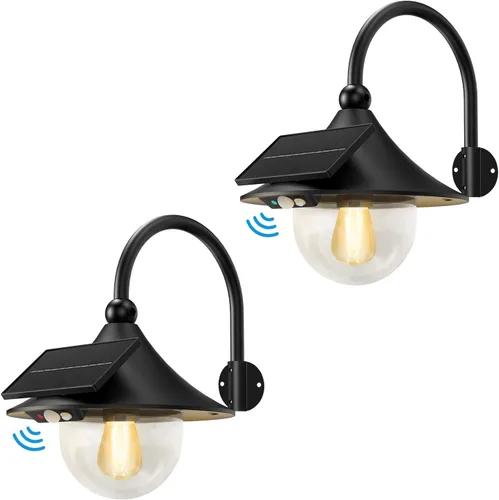Vista 7 de Auzev Farolas Solares para Exteriores Luz Solar Retro de Granja con 3 Modos de Iluminación y Sensor de Movimiento, Montaje en Pared Impermeable