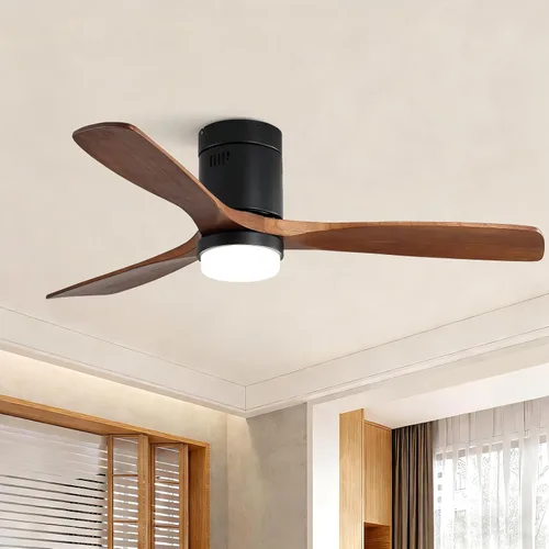 Vista 14 de Sofucor - Ventiladores de techo de 52 pulgadas con luces, ventilador de techo de madera sólida para interiores/exteriores con control remoto, motor