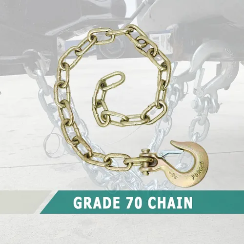 Vista 4 de Boxer Cadena de seguridad para remolque de herramientas (paquete de 2) 1/4 pulgadas x 35 pulgadas, cadenas de remolque de transporte de grado 70