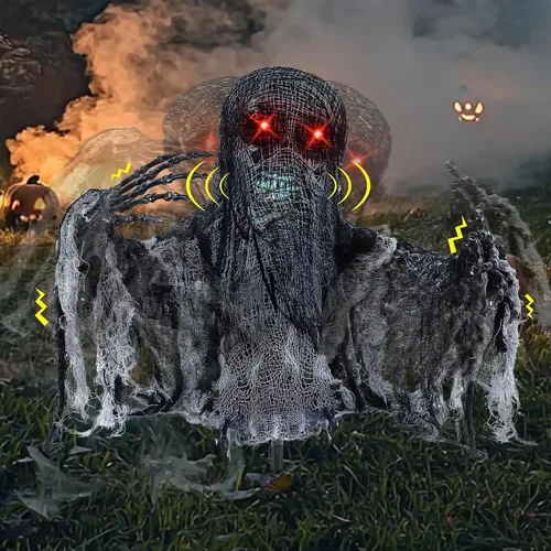 Vista 5 de Talking Zombie Groundbreaker Halloween Animatronic with Red Eyes
