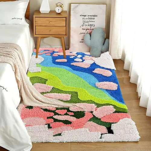 Vista 16 de Alfombra de musgo 3D estéreo, alfombra floral, bonita alfombra de baño verde, antideslizante, suave, lanuda y absorbente, alfombra de baño