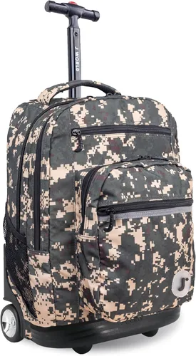 Vista 28 de J World Sundance Mochila Rodante para Laptop para Niñas y Niños. Mochila Escolar con Ruedas, Rombos negro, 20 pulgadas