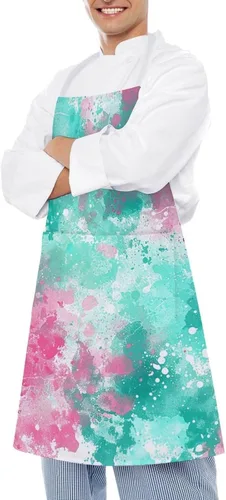 Vista 4 de MUSM Delantal para adultos – 27.6 x 31.5 pulgadas, delantales de poliéster resistentes con dos bolsillos grandes, delantal de cocina impermeable
