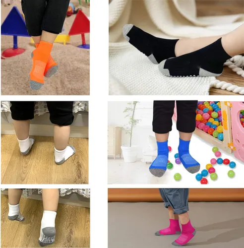 Vista 4 de LA DEARCHUU Calcetines para niños pequeños con puños antideslizantes para bebés, 6 pares para 1-7 años