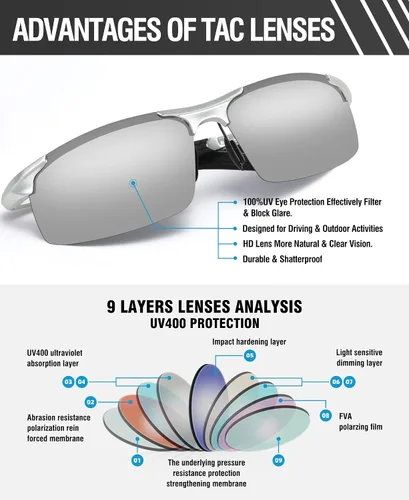 Vista 4 de Duco - Gafas de sol deportivas polarizadas para hombre con protección UV 8177s