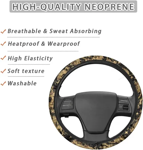 Vista 4 de Asian Dragon - Funda universal para volante de automóvil, accesorios interiores de automóvil, lavable, transpirable, funda para volante