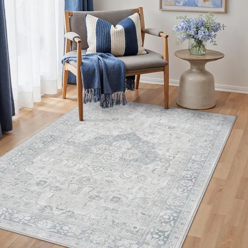 Vista 71 de PureCozy Alfombra de área beige de 2 x 3 pulgadas, lavable, vintage, pequeña, para entrada, cocina, suave, retro, floral, de pelo bajo, tapete