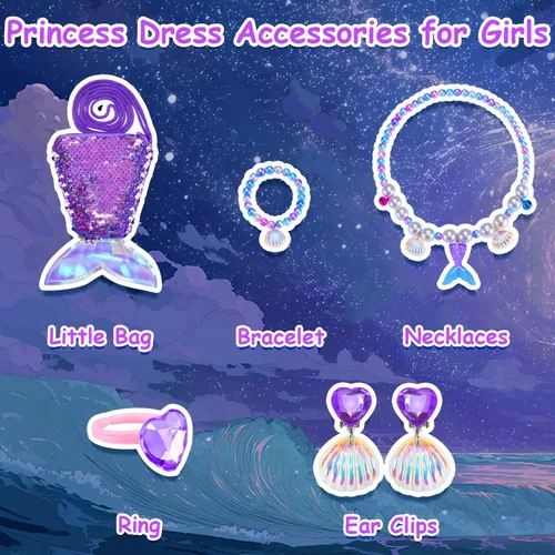 Vista 6 de Vestido de Sirena para Niñas, Disfraz de Princesa para Halloween, Cosplay, Vestido Elegante para Fiestas de Cumpleaños