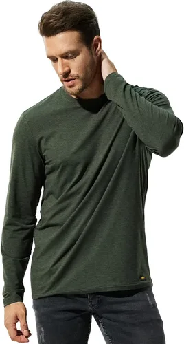 Vista 4 de MIER X-Sofort - Camisetas de manga larga para hombre, ligeras, súper suaves, atléticas, cuello redondo, para correr, descansar, entrenamiento casual