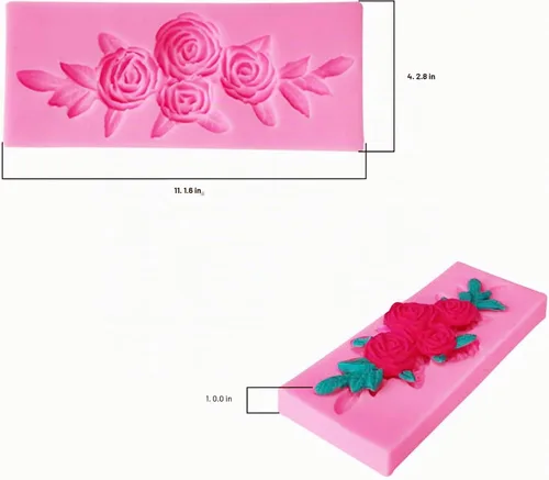 Vista 4 de 2 moldes de silicona para dulces de cuatro rosas, para fondant, moldes de caramelo de chocolate, manualidades de azúcar, moldes de pastel