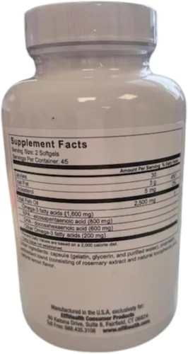 Vista 6 de EffiHealth - Aceite de pescado Omega-3 - Aceite de pescado de triple fuerza de 2500 mg, 1200 mg de EPA, 600 mg de DHA - Apoya la salud del corazón