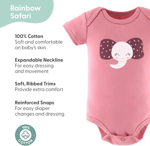 Vista 2 de The Peanutshell Body de manga corta para bebé, 100% algodón, 0-24 meses, Rainbow Safari