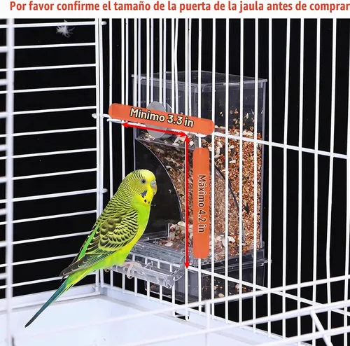 Vista 3 de Juego de alimentador de jaula para pájaros sin desorden y dispensador Azul+Transparente