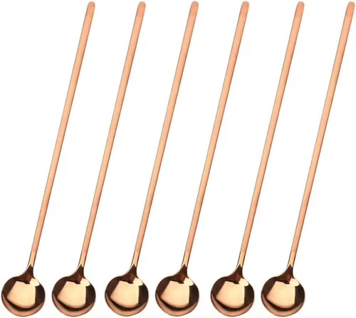 Vista 11 de 6 cucharas de café negras, cucharas de café espresso de acero inoxidable 18/8, mini cuchara de té Vogue de 5.2 pulgadas, cuchara pequeña agitadora