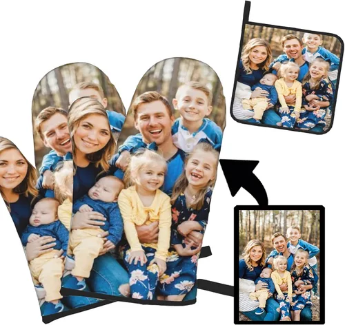 Vista 15 de Manoplas de horno personalizadas y agarraderas personalizadas con tu cara, regalos de repostería para mujeres para cocinar en la cocina, barbacoa