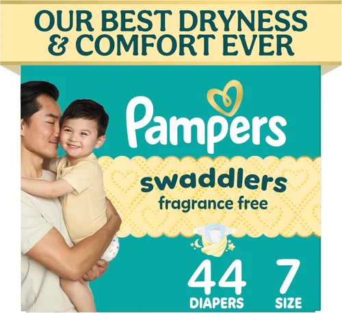 Vista 50 de Pampers Pañales Swaddlers, talla 4 (15-34 libras), 150 unidades, sin fragancia, hipoalergénicos, absorbentes, recomendados por pediatras, seguros