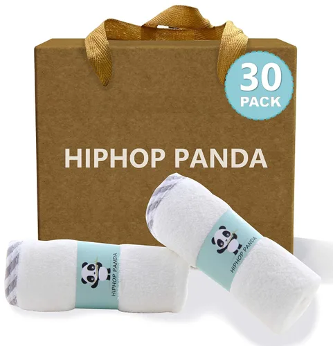 Vista 10 de HIPHOP PANDA Toallitas para bebé, rayón hecho de bambú - 2 capas ultra suaves y absorbentes, toallita facial de baño para recién nacidos - toallitas