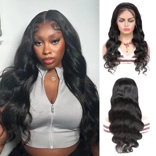 Vista 17 de ALHER Short Bob Wig Human Hair Small Cap Lace Front Wigs Straight, 13X4 Transparent Lace Frontal Wigs 180% Density for Women, Natural Color, Cap