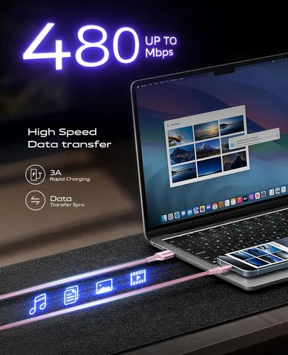 Vista 81 de Dasku iPhone 17 USB C a USB C de carga rápida, 60 W (3.1 A), paquete de 2 cables cargador de carga de 3 pies tipo C para iPhone 17/16/15/15 Plus/15