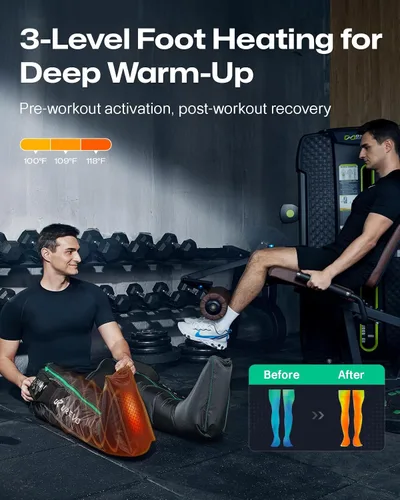 Vista 4 de UREVO Smart Leg Recovery PT Pro, tecnología patentada de masaje con tecnología de masaje recargable inalámbrica de compresión de aire