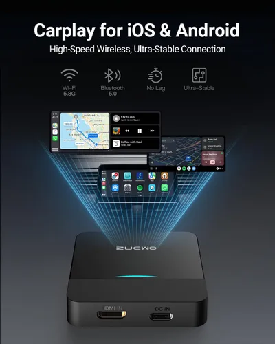Vista 4 de ZUCWO Adaptador inalámbrico CarPlay y Car TV Mate compatible con convertidor HDMI para TV Stick/máquina de juegos, CarPlay HDMI multimedia 2 en 1