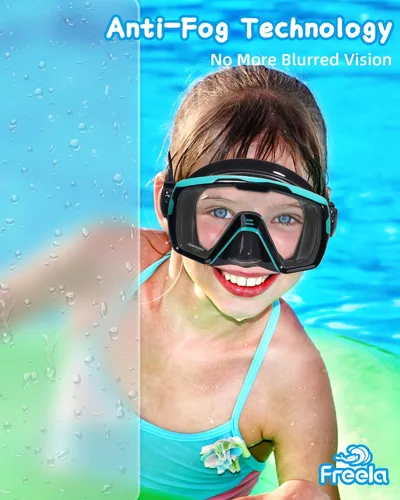 Vista 3 de Freela Gafas de natación para niños con cubierta de nariz para 6 a 16 años, paquete de 2 máscaras de natación de visión amplia, antiniebla, sin