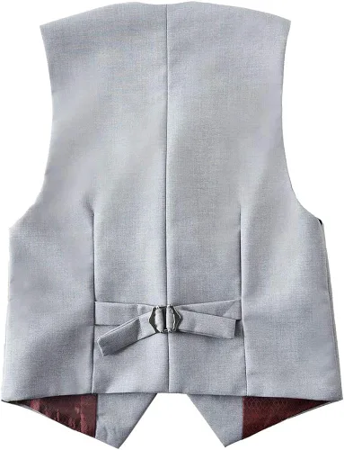 Vista 6 de YuanLu Conjunto de traje formal de 4 piezas para niños con chaleco y pantalones de vestir y corbata, Negro