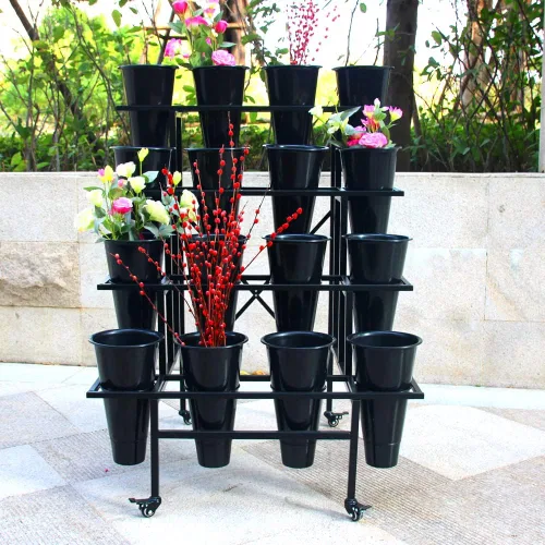 Vista 2 de Zhongma Soporte de exhibición de flores de 4 niveles con cubos de 16 piezas