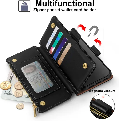 Vista 3 de Antsturdy Funda tipo cartera compatible con Samsung Galaxy Note 20 5G con tarjetero para mujeres y hombres, funda de teléfono con bloqueo RFID, piel