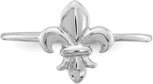 Vista 5 de Anillo de plata de ley pulido chapado en rodio estilo QR6210-8, Metal, no conocido