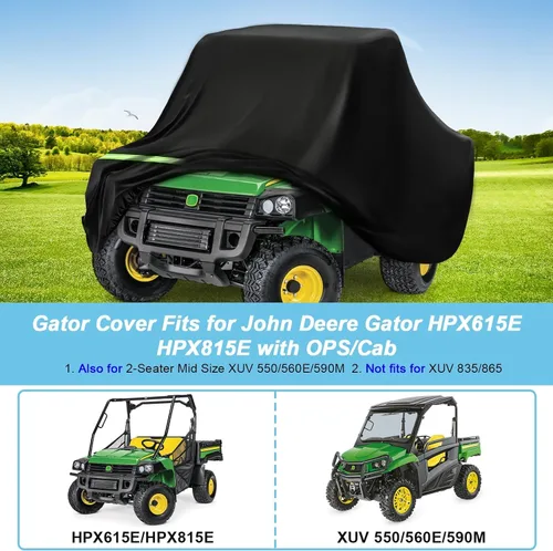Vista 3 de Gator - Funda impermeable para John Deere Gator HPX615E/HPX815E con OPS/Cab, 210T, protección contra el sol, lluvia, polvo, nieve, todo