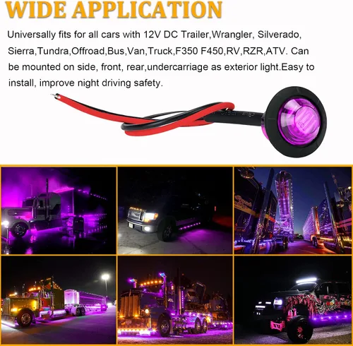 Vista 5 de PSEQT Luces LED de roca de 3/4 pulgadas, redondas, con marcador lateral subterráneo, luz de guardabarros con ojal de bala impermeable para remolque