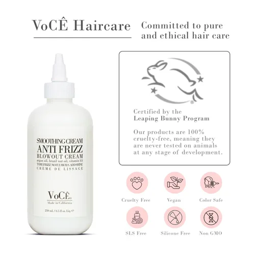 Vista 9 de VoCÊ Haircare Natural Smoothing Blowout Cream Crema antiencrespamiento con control de encrespamiento y protección del calor Vegana, no tóxica