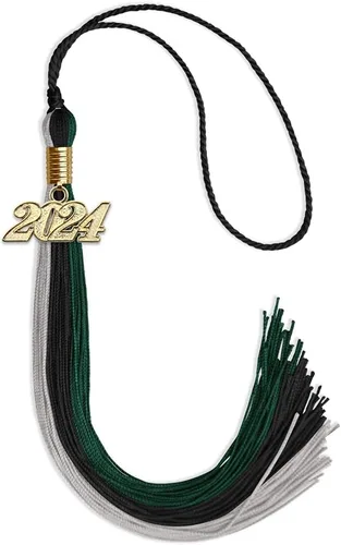 Vista 128 de Endea - Borla de graduación de triple color con gota de fecha dorada (negro/dorado/granate, 2020)